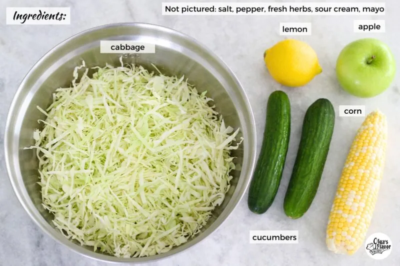 Ingredients for Cabbage and Cucumber Salad