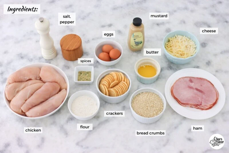 Ingredients for Chicken Cordon Bleu