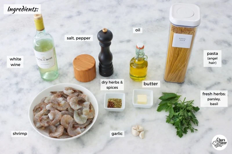 Ingredients for Shrimp Scampi