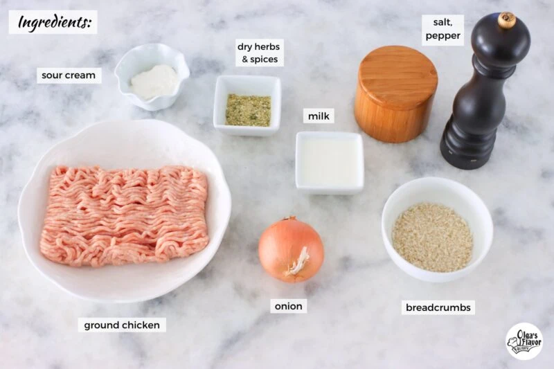 Ingredients for Chicken Meatballs in the Cabbage Meatball Soup