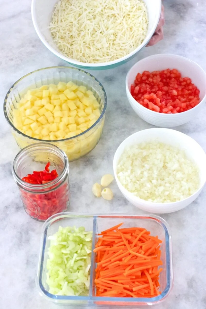 Meal prep for Cabbage Meatball Soup