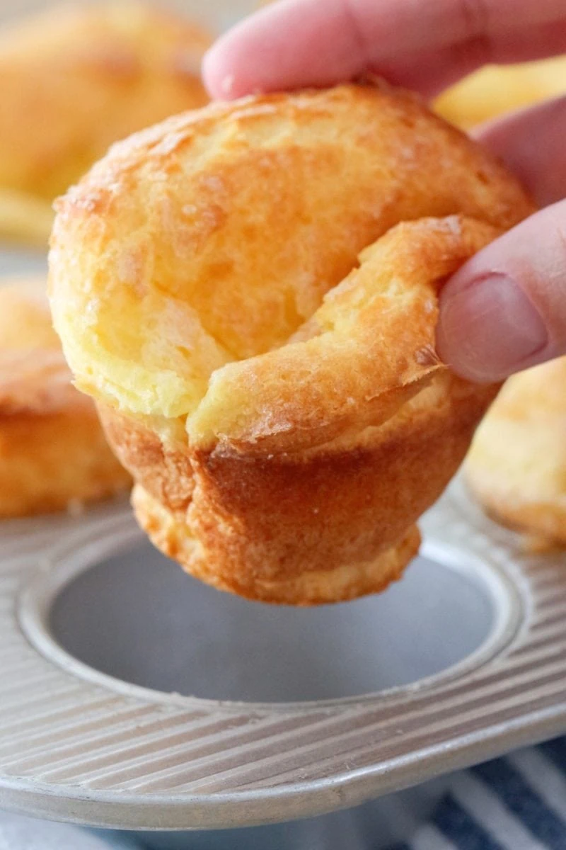 Nun's Puffs, a dessert made with pate choux pastry, baked in a muffin pan