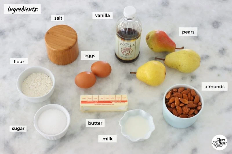 Ingredients for Pear Almond Tart