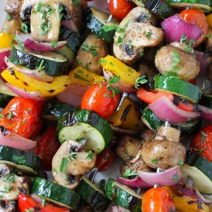 Grilled Vegetable and Mushroom Kebabs - Olga's Flavor Factory