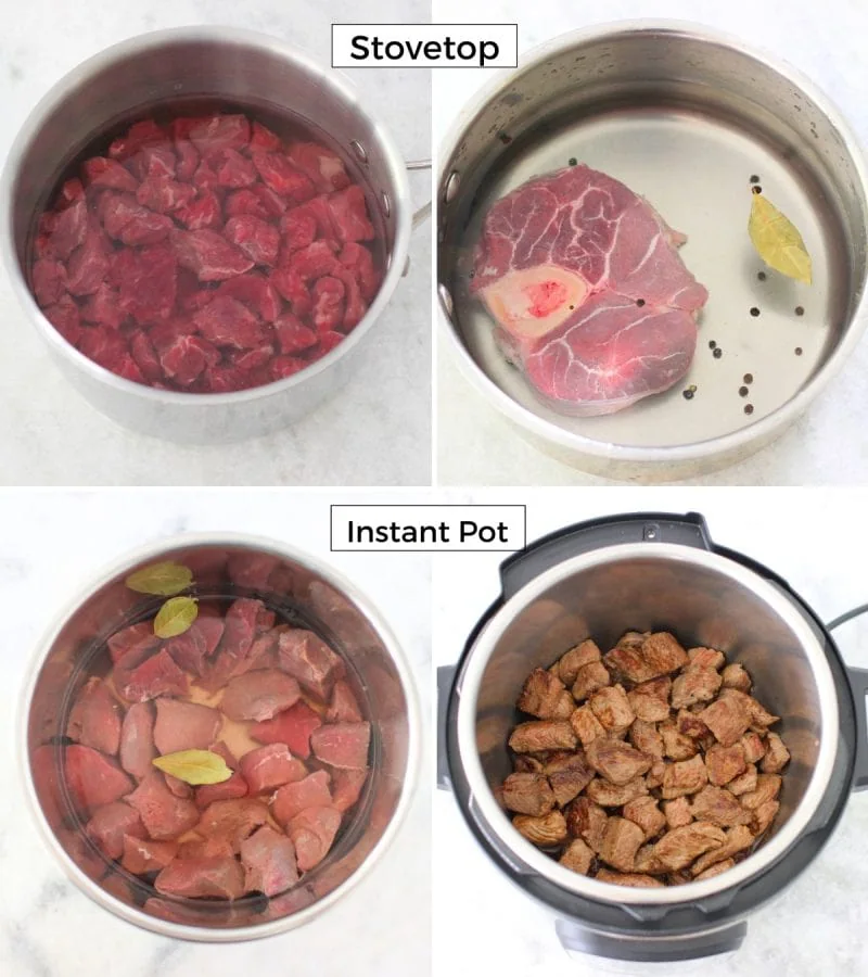 Cooking beef on the stove or the Instant Pot for beef stew. 