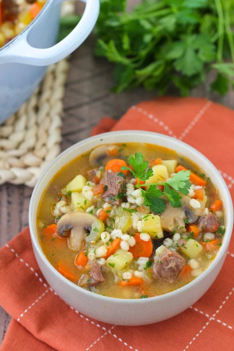 Beef, Barley and Mushroom Stew