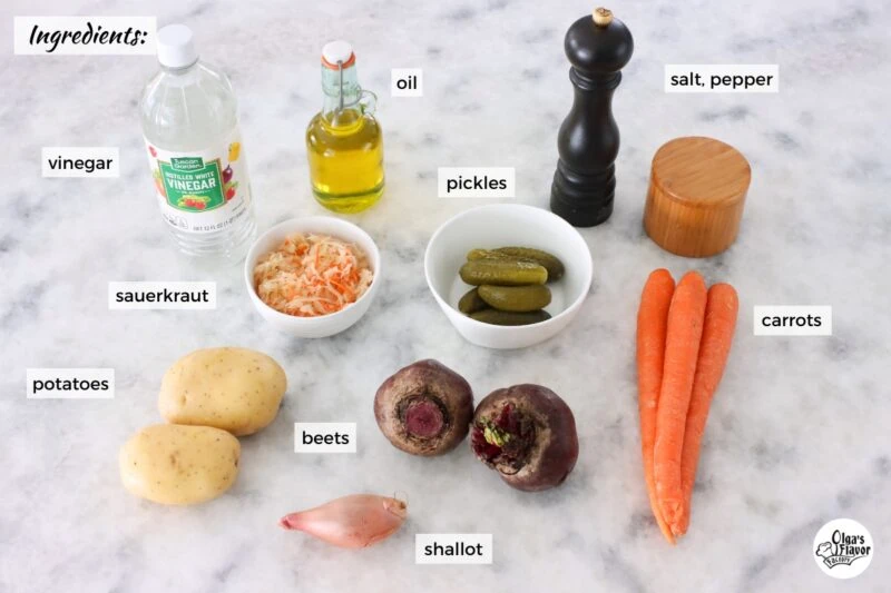 Ingredients for Russian Beet Salad (Vinegret)