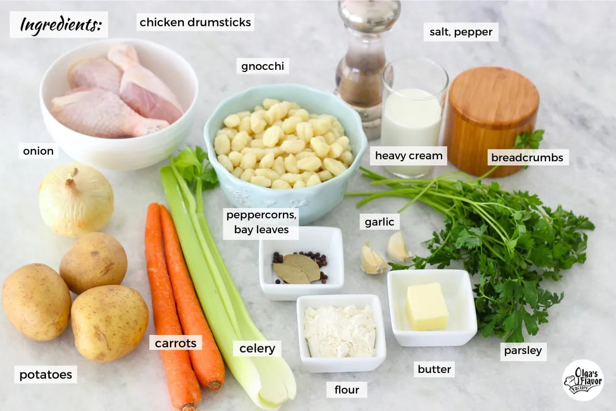 Ingredients for Creamy Chicken Gnocchi Soup