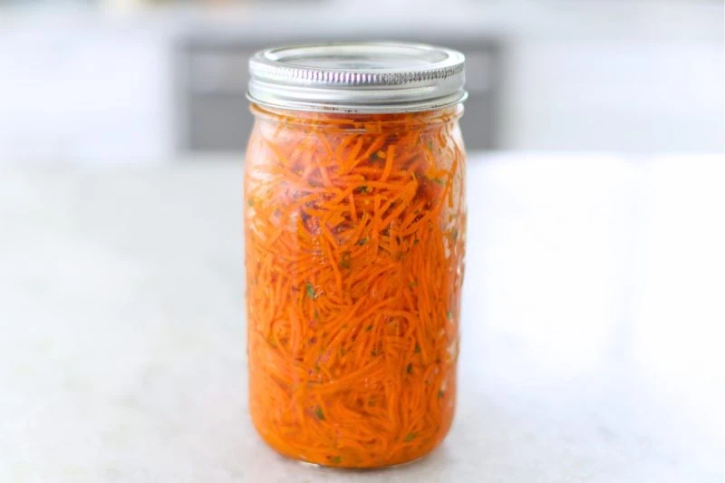 Russian Carrot Salad/ Korean Carrot Salad in a jar, storage 