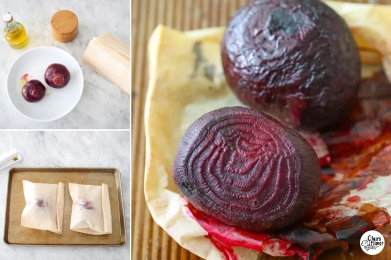 Roasting beets for the kale beet salad