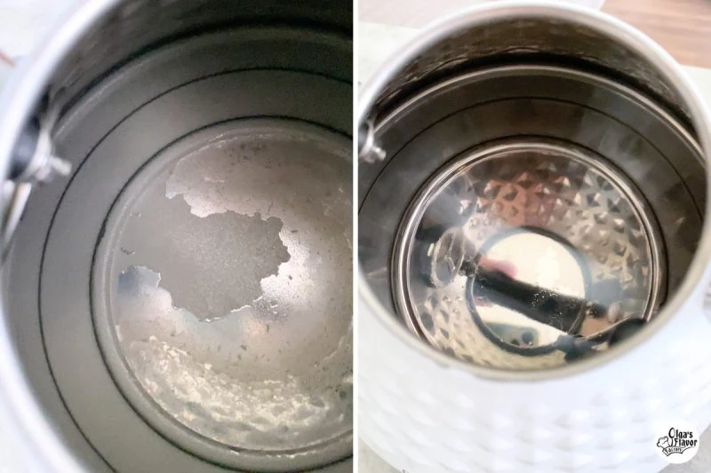 Descaling electric kettle before and after