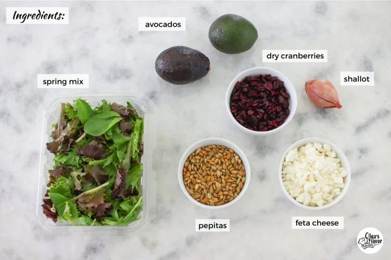 Ingredients for Homemade Vinaigrette 
Salad