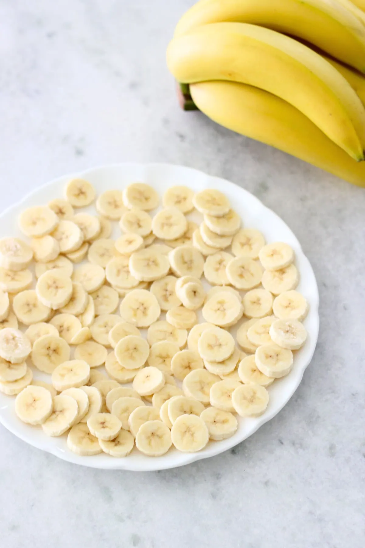 Sliced bananas to be used for banana ice cream