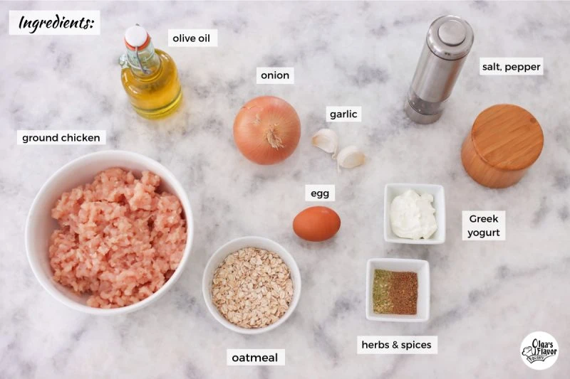 Ingredients for healthy Baked Chicken Meatballs