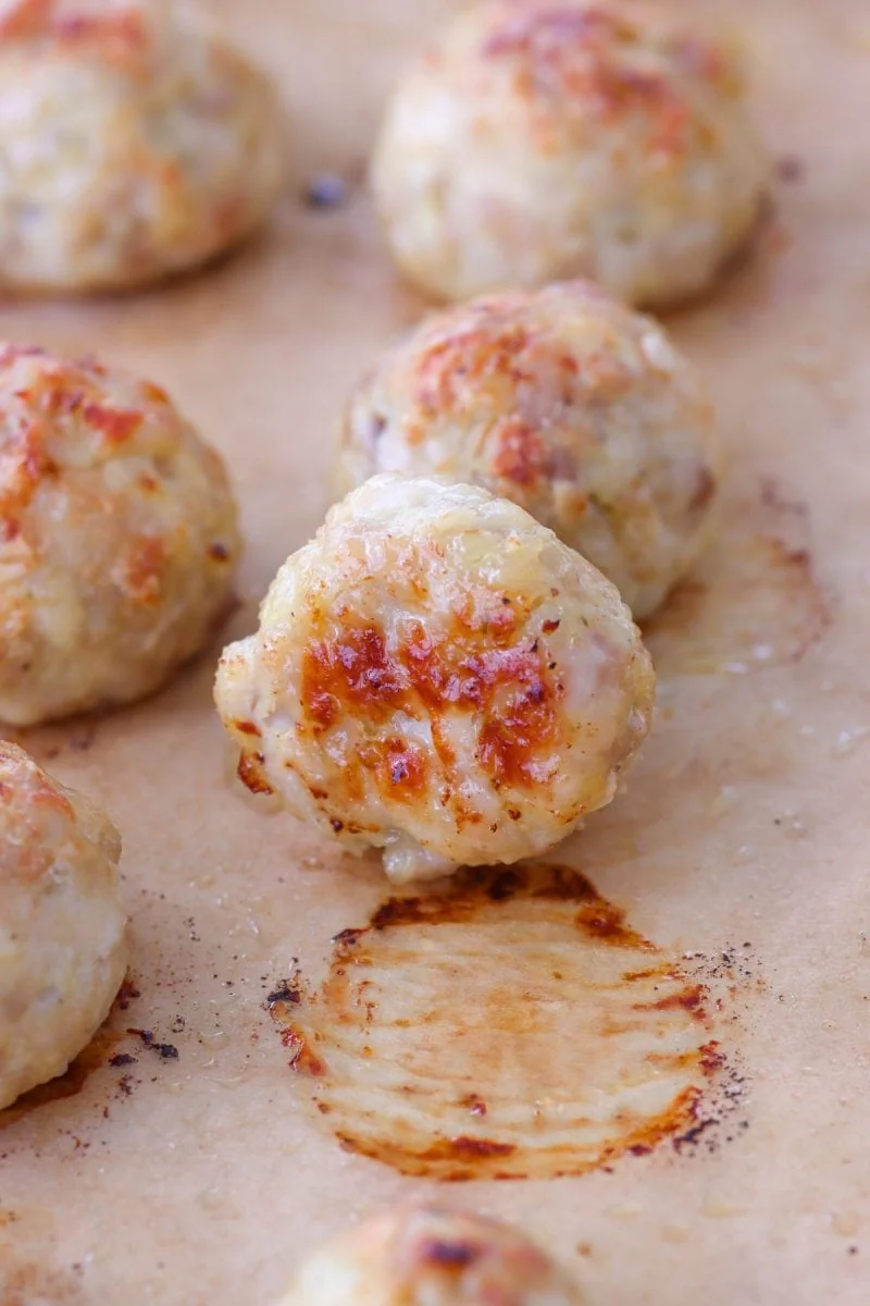 Healthy Baked Chicken Meatballs 
Golden and crisp on all sides