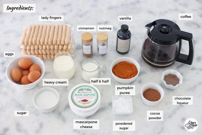 Ingredients for Pumpkin Tiramisu