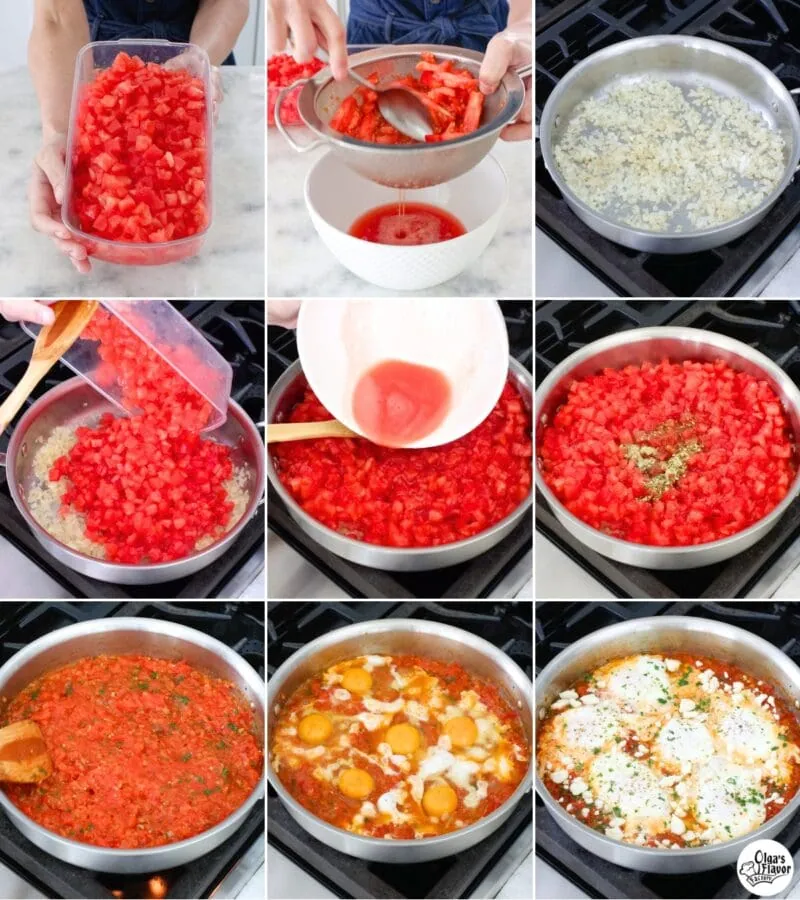 How to make Shakshuka with fresh tomatoes tutorial, step by step