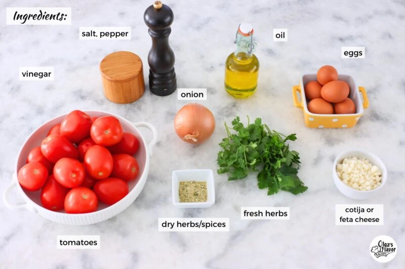 Ingredients for Shakshuka with Fresh Tomatoes 