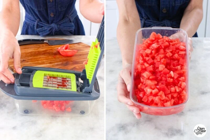 Chopping tool
Chopped fresh tomatoes